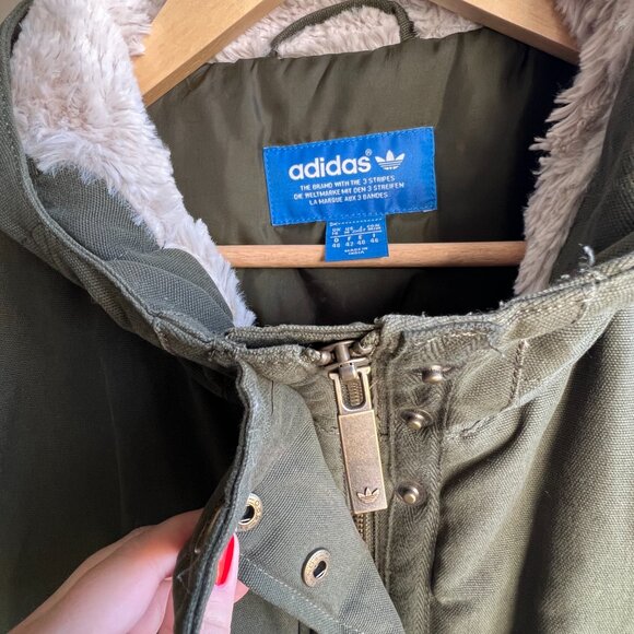 Adidas Boyfriend Down Parka Green Winter Jacket - Picture 7 of 7
